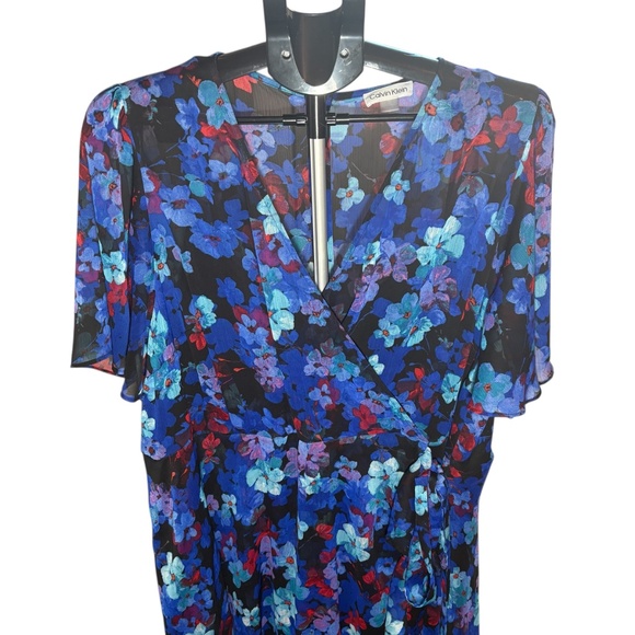 Calvin Klein Women's Plus Size  Floral Printed High-Low Shift Dress Size W20/2X - Picture 6 of 12